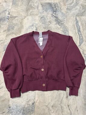 PINK Victoria's Secret Wine/Purple Button-Front V-Neck Cardigan